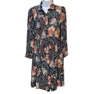 Modern LOFT Shirt Dress Paisley Boho Dark Academia